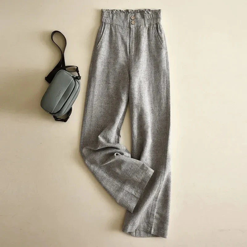 Women's High Waist Wide Trousers Casual Elastic with Wide Legs