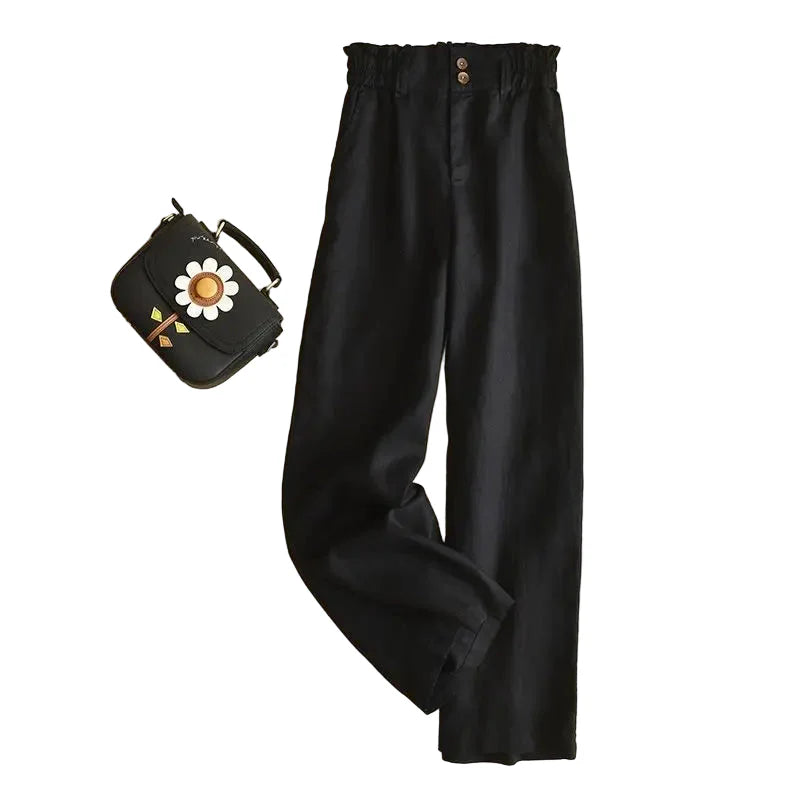 Women's High Waist Wide Trousers Casual Elastic with Wide Legs