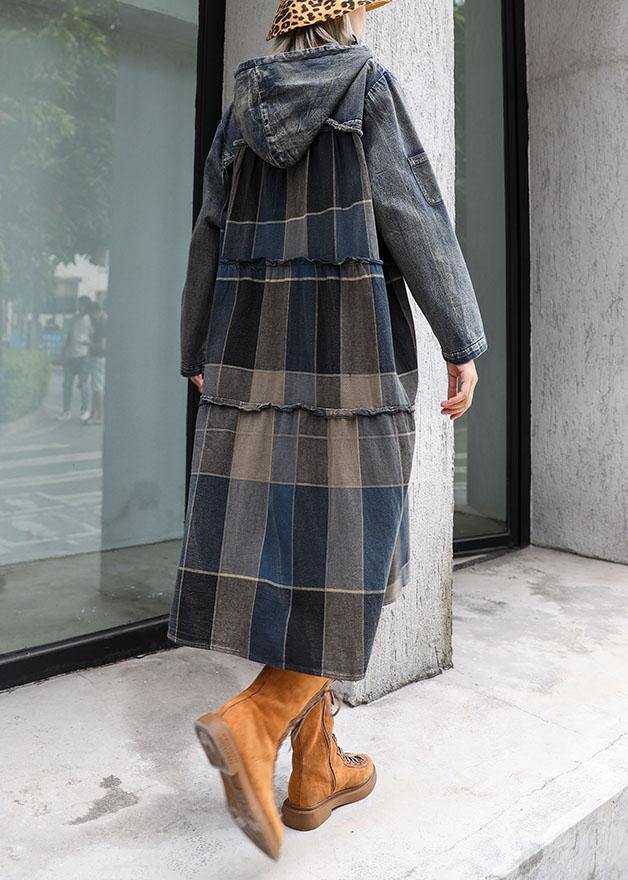 Women's Hooded Dress with Patchwork Design