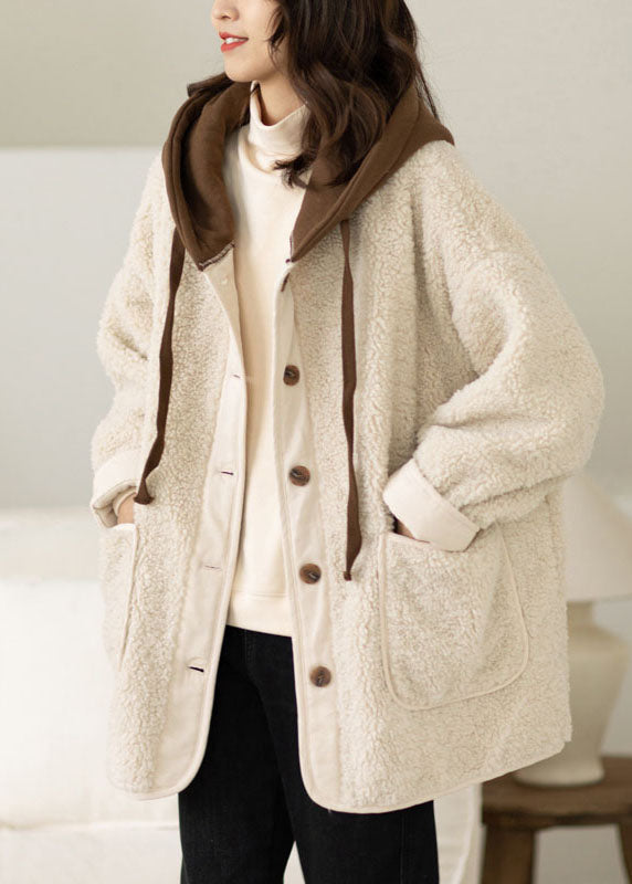 Women's Hooded Winter Jacket with Patchwork Design