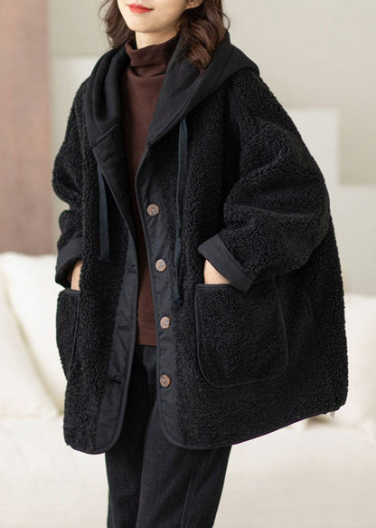 Women's Hooded Winter Jacket with Patchwork Design