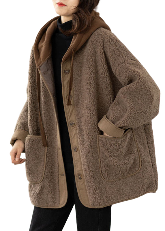 Women's Hooded Winter Jacket with Patchwork Design