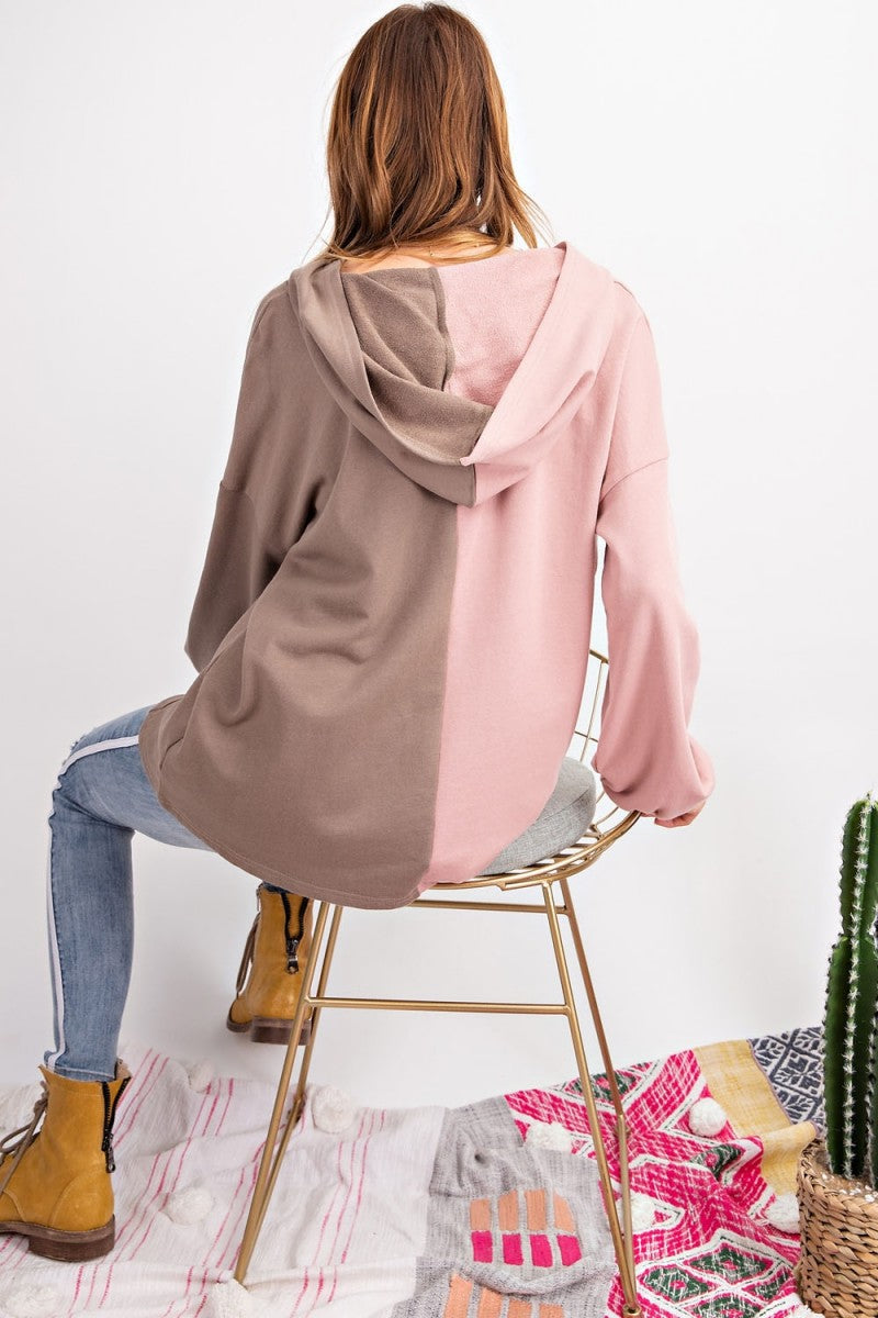 Women's Hoodie Colour Block Knitted