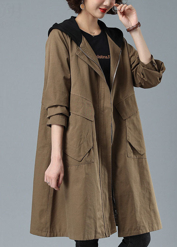 Women's Hoodie Jacket with Patchwork and Practical Pockets for Autumn and Winter