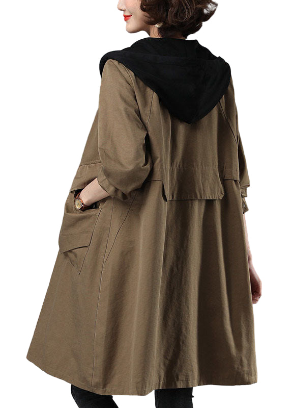 Women's Hoodie Jacket with Patchwork and Practical Pockets for Autumn and Winter