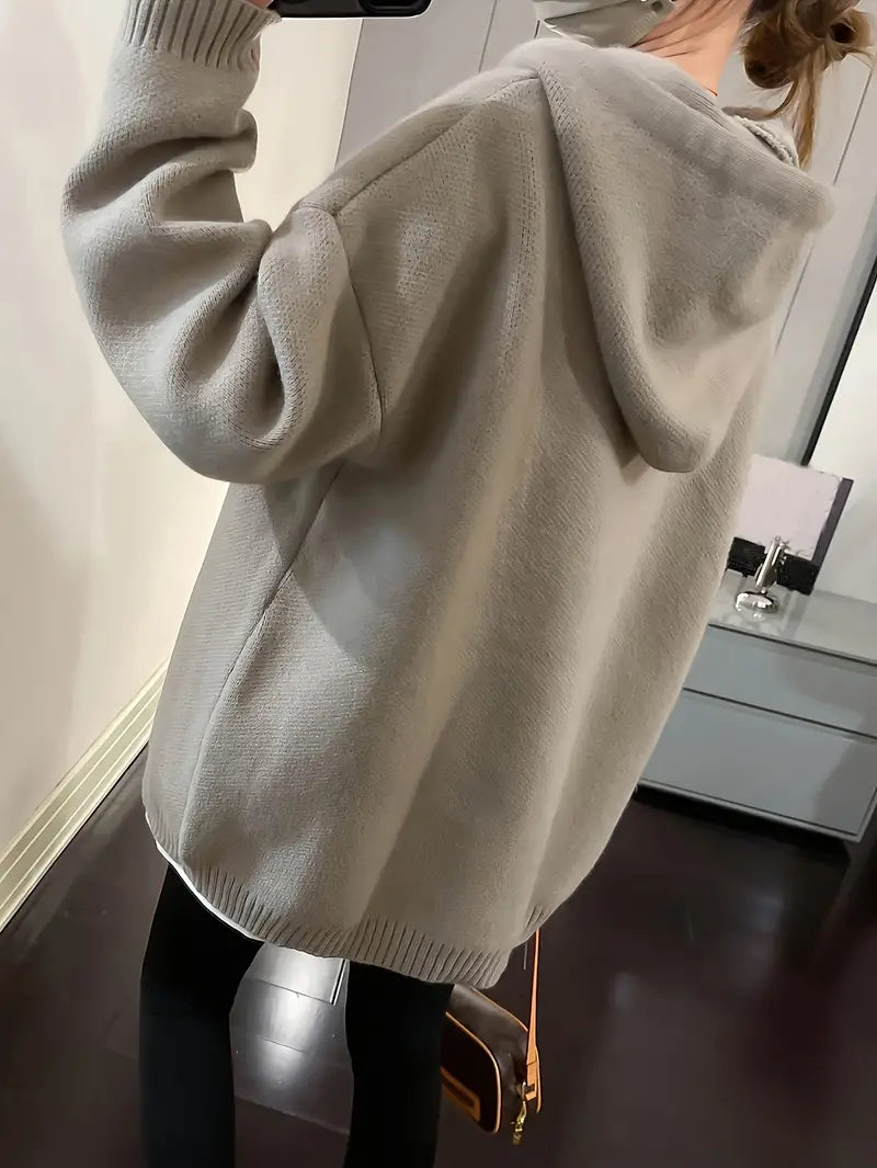 Women's Hoodie Smile Design Adjustable Drawstring Cotton