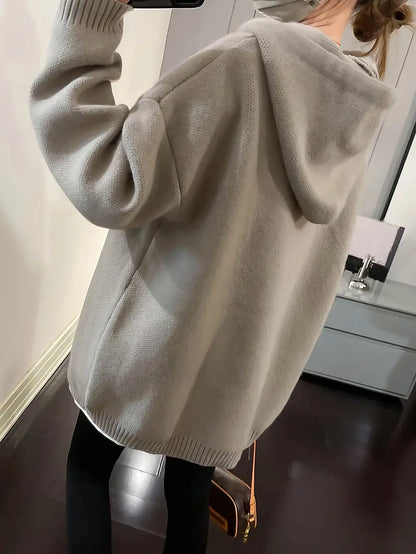 Women's Hoodie Smile Design Adjustable Drawstring Cotton