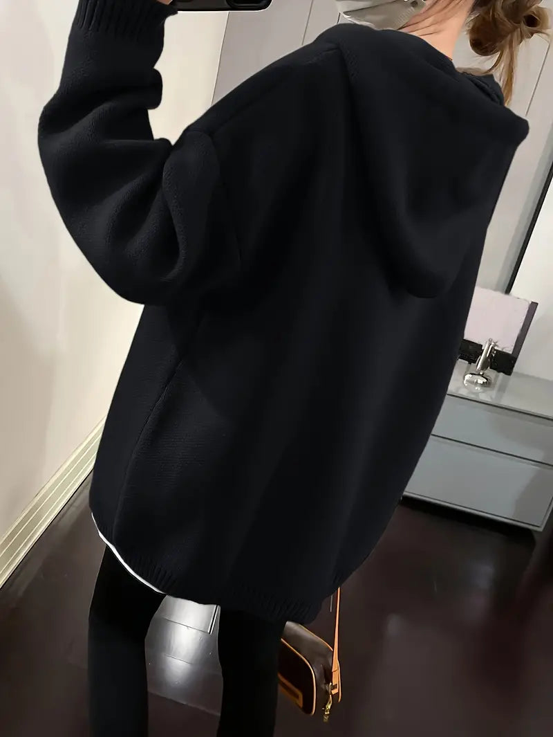 Women's Hoodie Smile Design Adjustable Drawstring Cotton