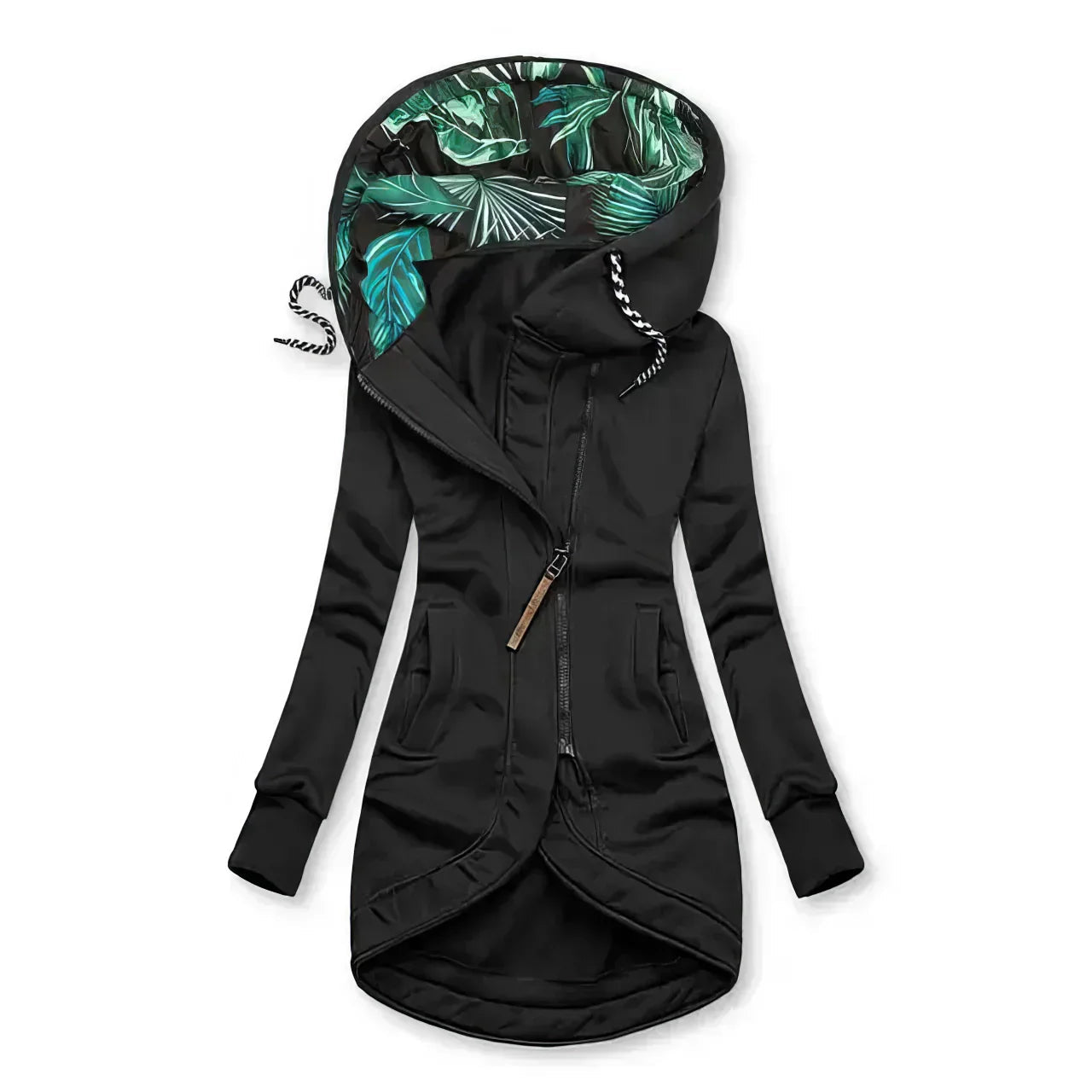 Women's Hoodie Waterproof with Tropical Pattern