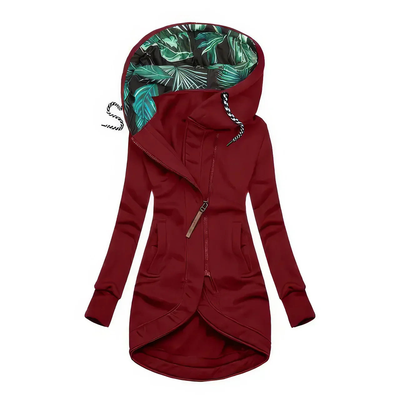 Women's Hoodie Waterproof with Tropical Pattern
