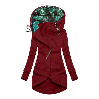 Women's Hoodie Waterproof with Tropical Pattern