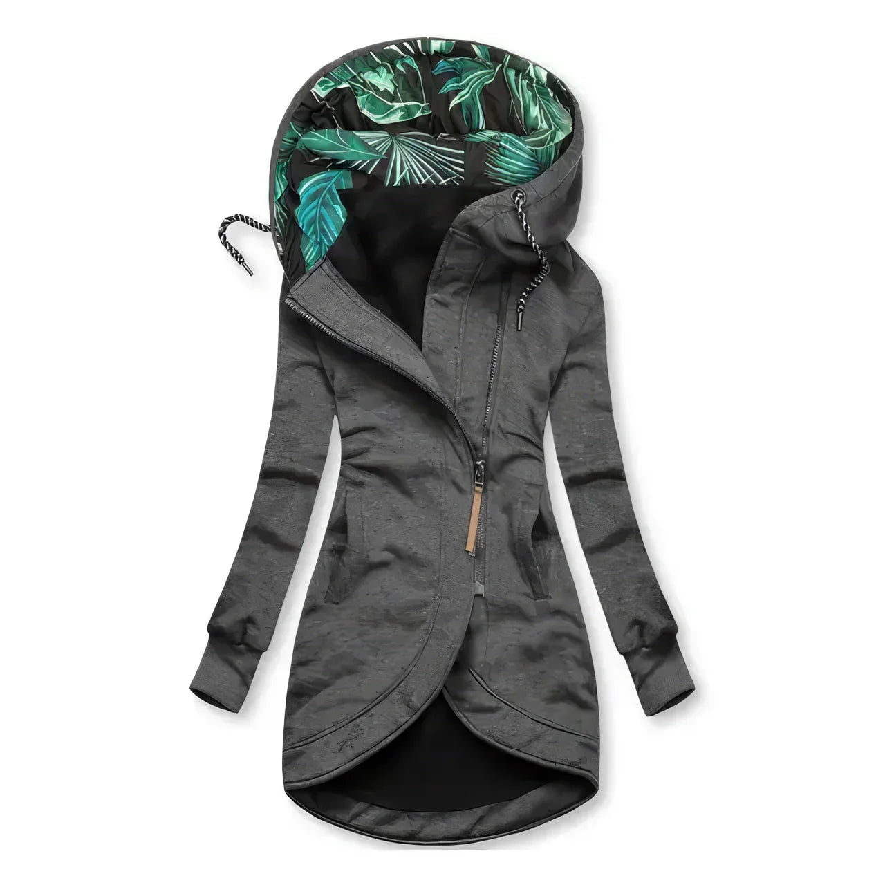 Women's Hoodie Waterproof with Tropical Pattern