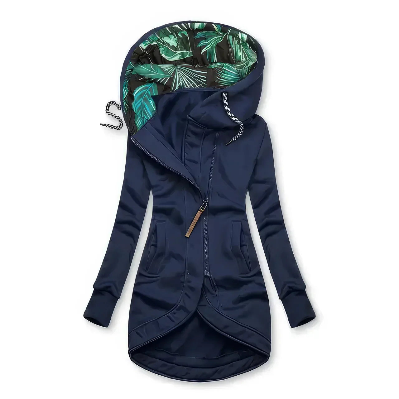 Women's Hoodie Waterproof with Tropical Pattern