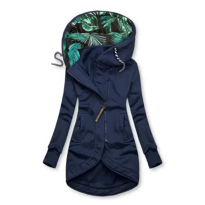 Women's Hoodie Waterproof with Tropical Pattern