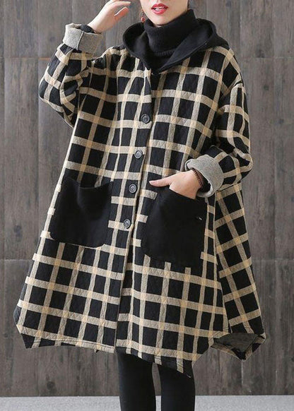 Women's Hoodie With Checked Pockets And Long Sleeves Casual Style