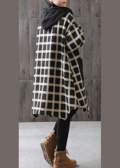 Women's Hoodie With Checked Pockets And Long Sleeves Casual Style