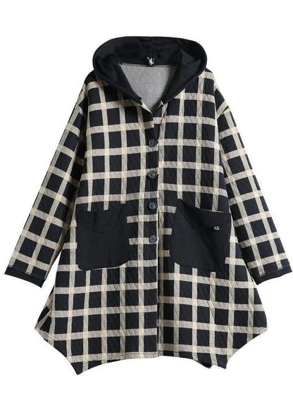 Women's Hoodie With Checked Pockets And Long Sleeves Casual Style