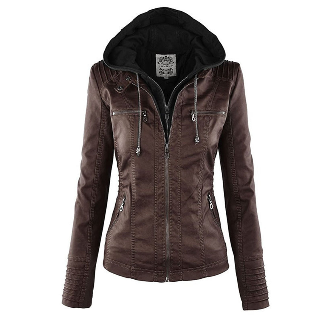 Women's Jacket Short Style with Detachable Hood and Thermal Lining