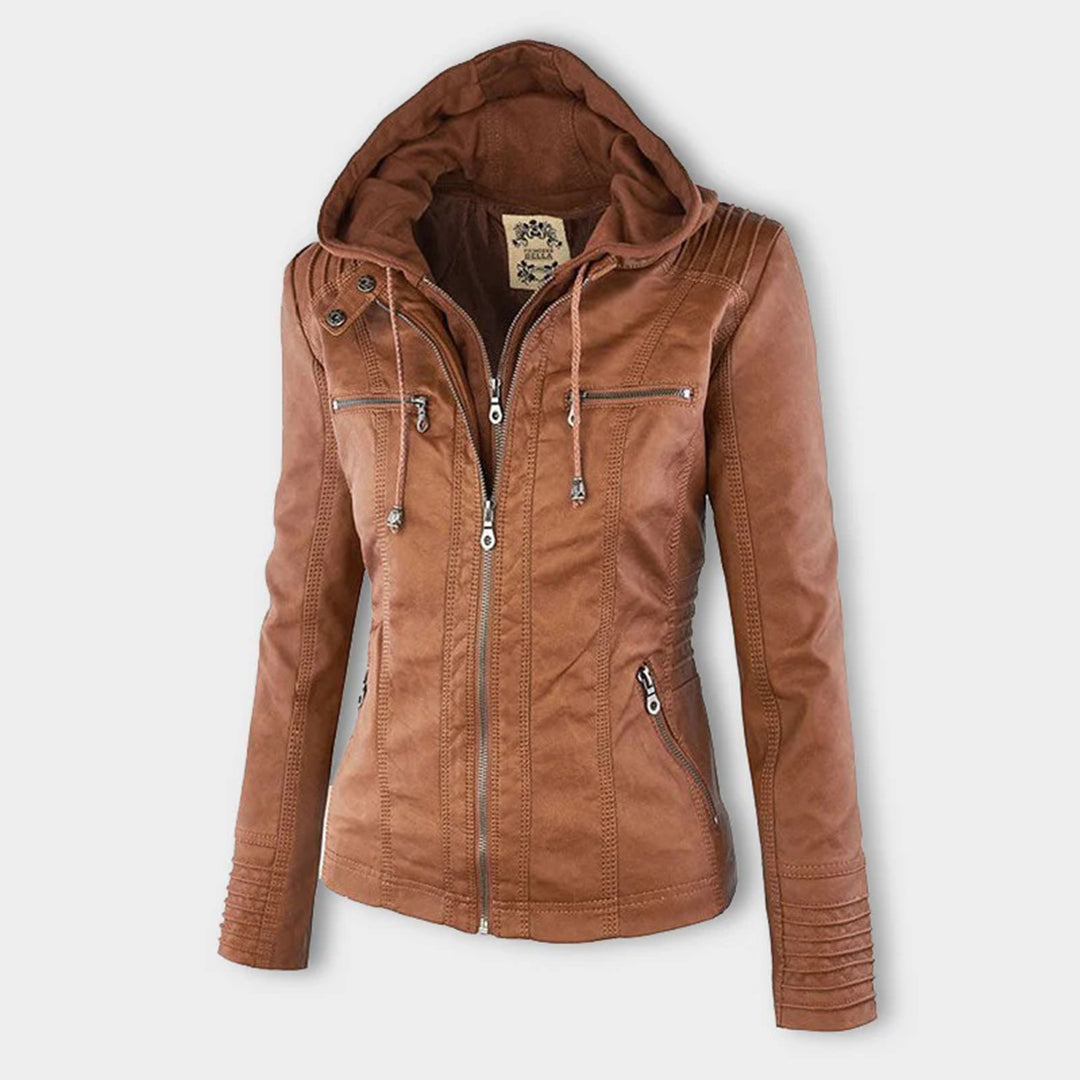 Women's Jacket Short Style with Detachable Hood and Thermal Lining