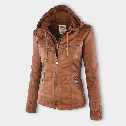 Women's Jacket Short Style with Detachable Hood and Thermal Lining