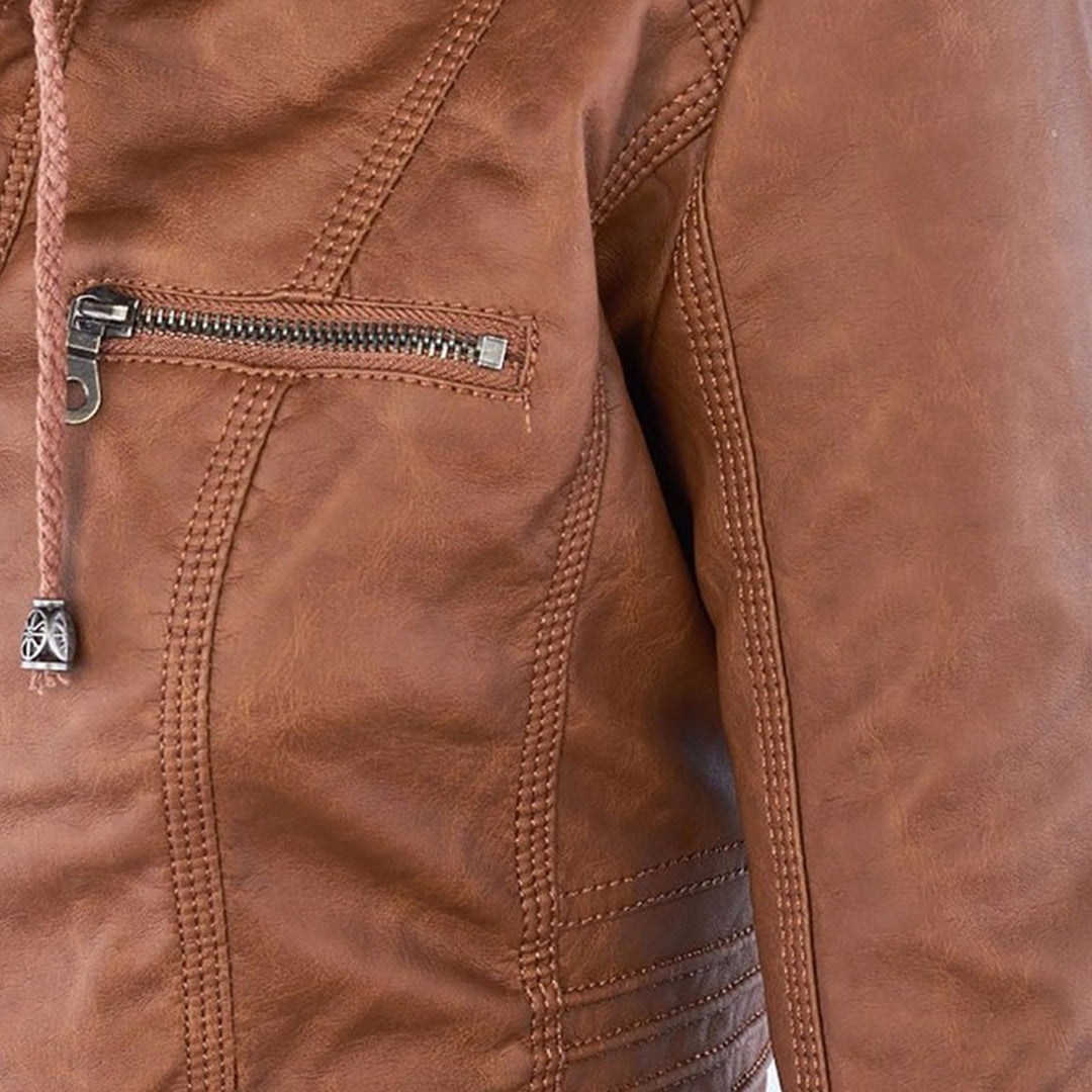 Women's Jacket Short Style with Detachable Hood and Thermal Lining