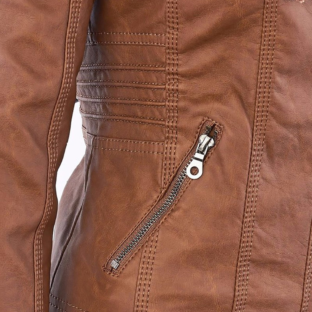 Women's Jacket Short Style with Detachable Hood and Thermal Lining