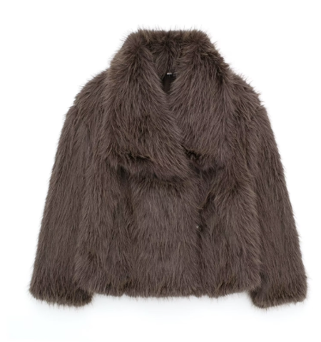 Women's Jacket Winter Fuskpälsjacka in Denim with Practical Details