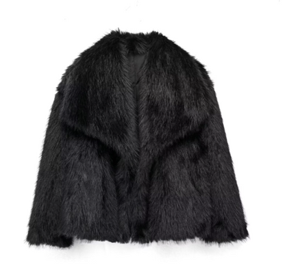 Women's Jacket Winter Fuskpälsjacka in Denim with Practical Details