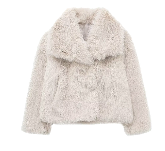 Women's Jacket Winter Fuskpälsjacka in Denim with Practical Details