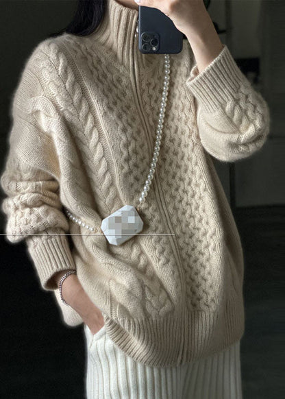Women's Jacket Winter Knitted Style with Zipper Casual