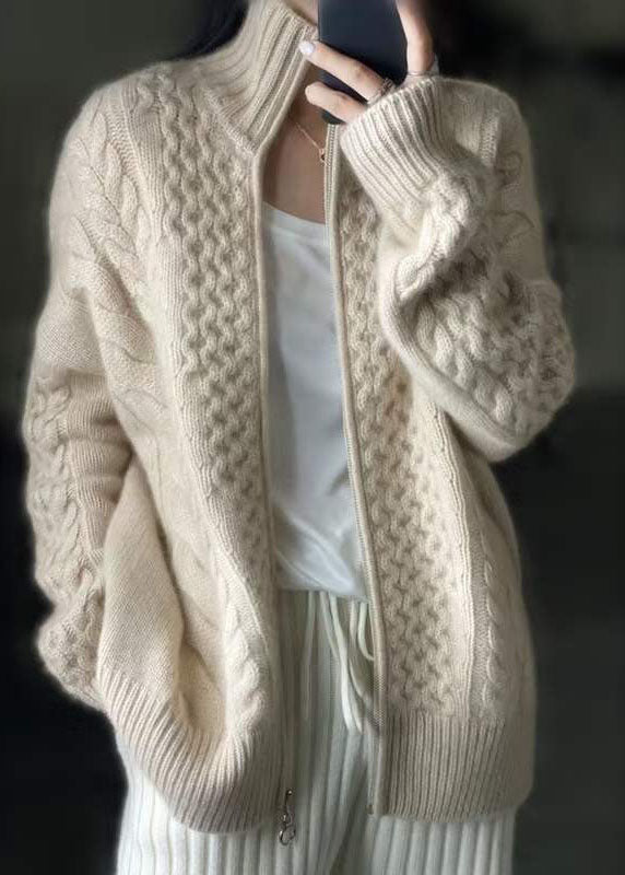 Women's Jacket Winter Knitted Style with Zipper Casual