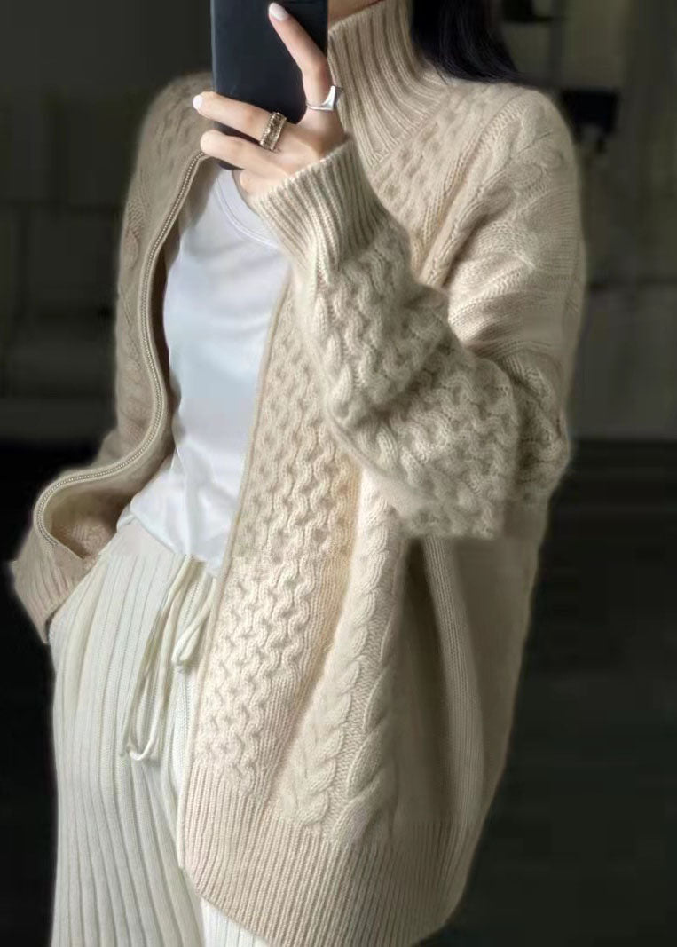 Women's Jacket Winter Knitted Style with Zipper Casual