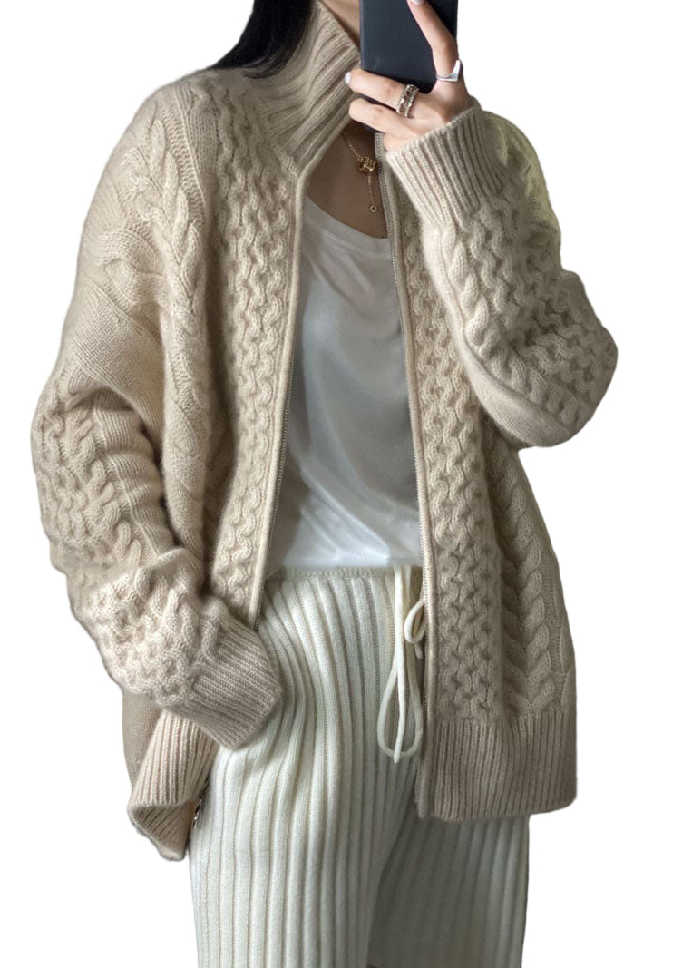 Women's Jacket Winter Knitted Style with Zipper Casual