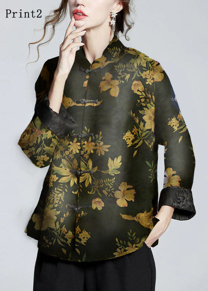 Women's Jacket Winter Long Sleeve Collar Jacket with Print in Gold Brown