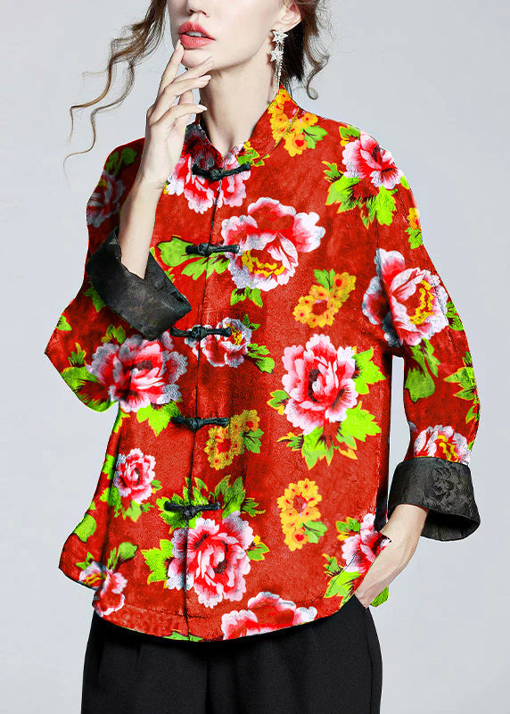 Women's Jacket Winter Long Sleeve Collar Jacket with Print in Gold Brown