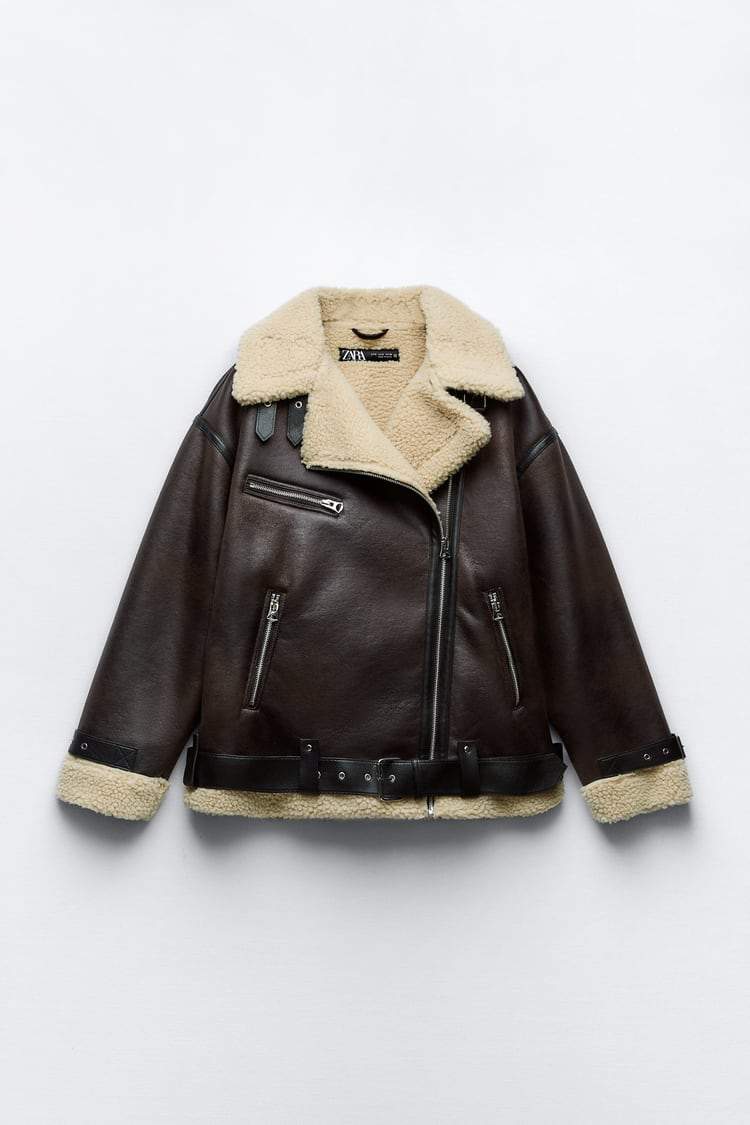 Women's Jacket with Reverses in Artificial Material