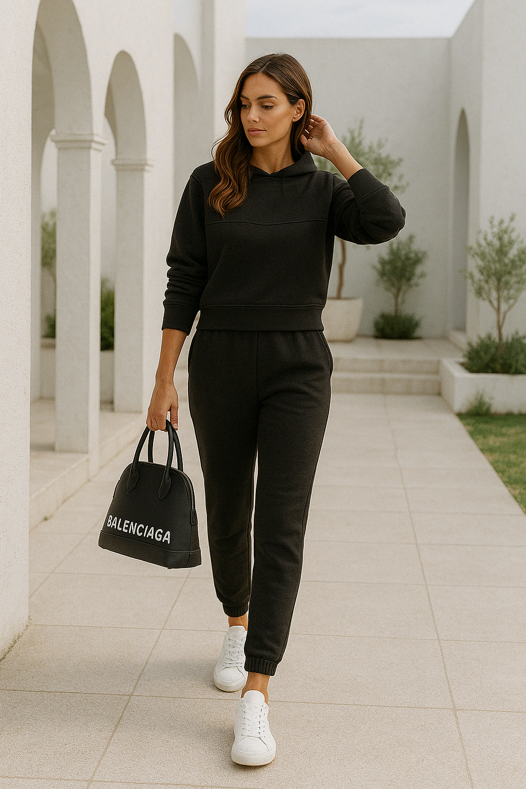 Women's Jogging Suit With Oversized Hoodie And Tapered Trousers
