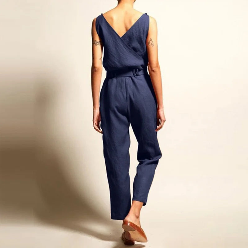 Women's Jumpsuit Airy Linen Look With Waistband