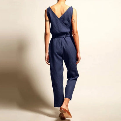 Women's Jumpsuit Airy Linen Look With Waistband