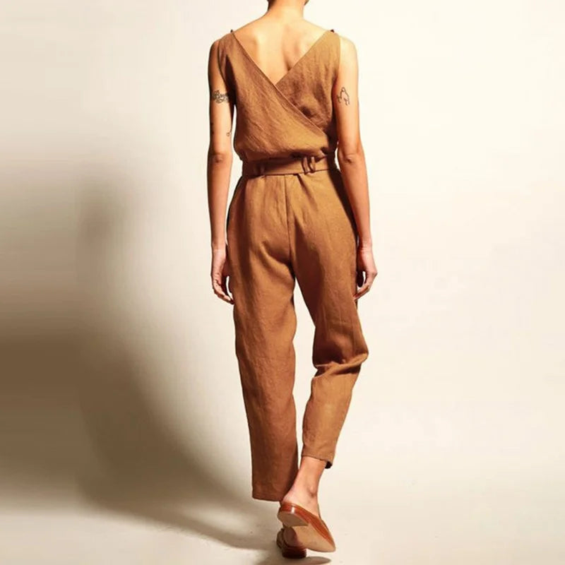 Women's Jumpsuit Airy Linen Look With Waistband