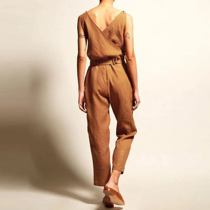 Women's Jumpsuit Airy Linen Look With Waistband