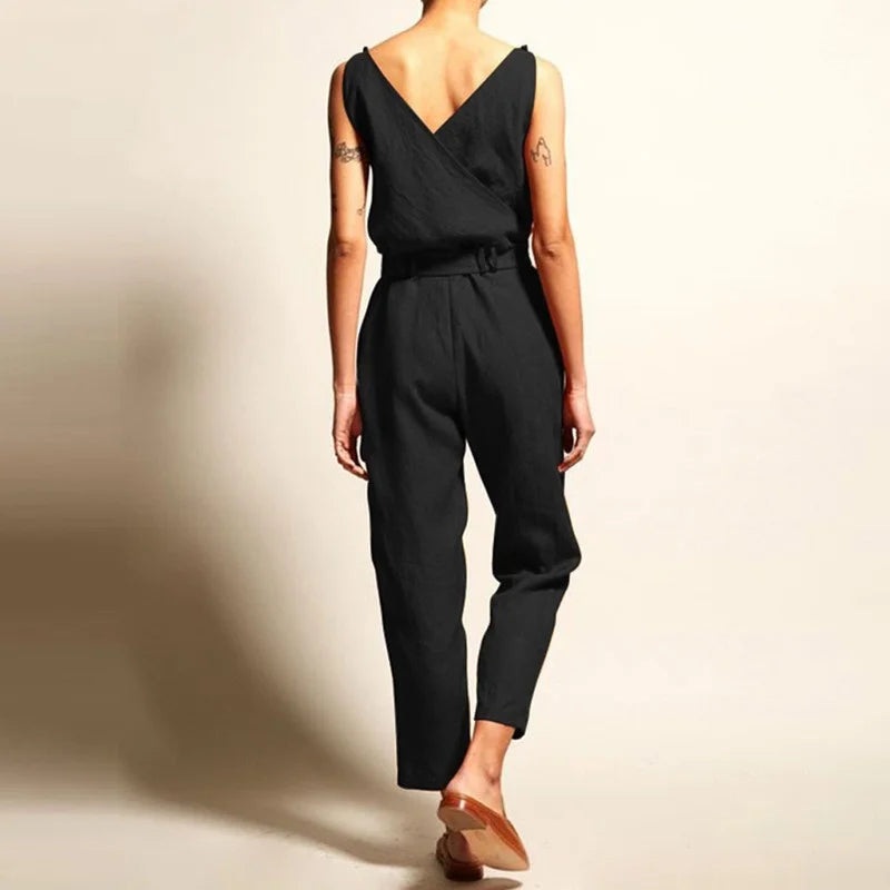 Women's Jumpsuit Airy Linen Look With Waistband