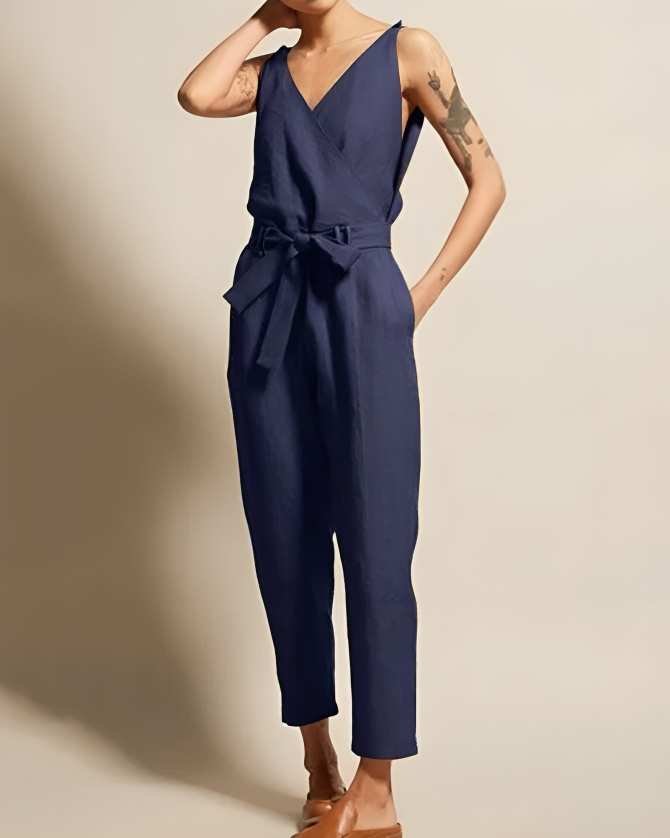 Women's Jumpsuit Airy Linen Look With Waistband