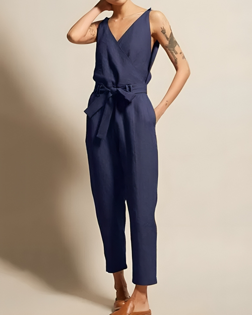 Women's Jumpsuit Airy Linen Look With Waistband