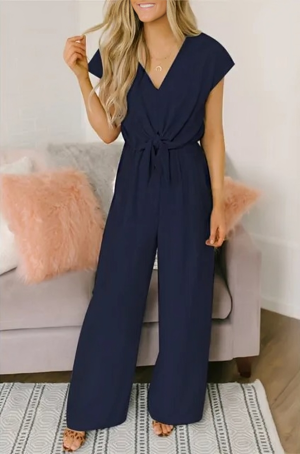 Women's Jumpsuit Airy Style With Wide Legs Of Soft Material
