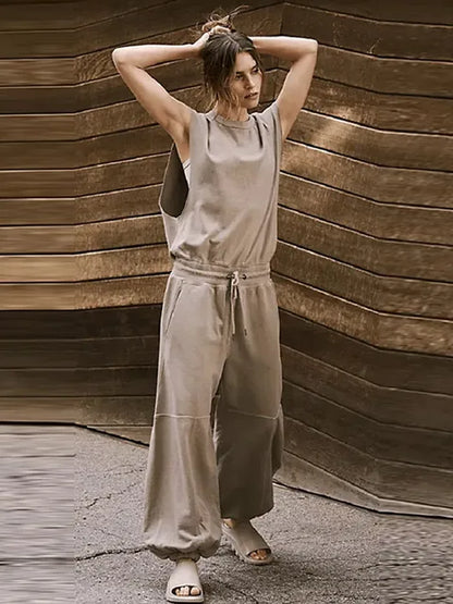 Women's Jumpsuit Casual With Flattering Waist And Drawstring Polyester