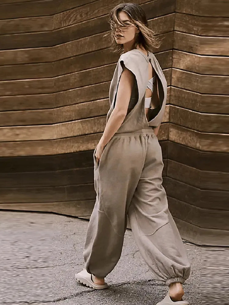 Women's Jumpsuit Casual With Flattering Waist And Drawstring Polyester