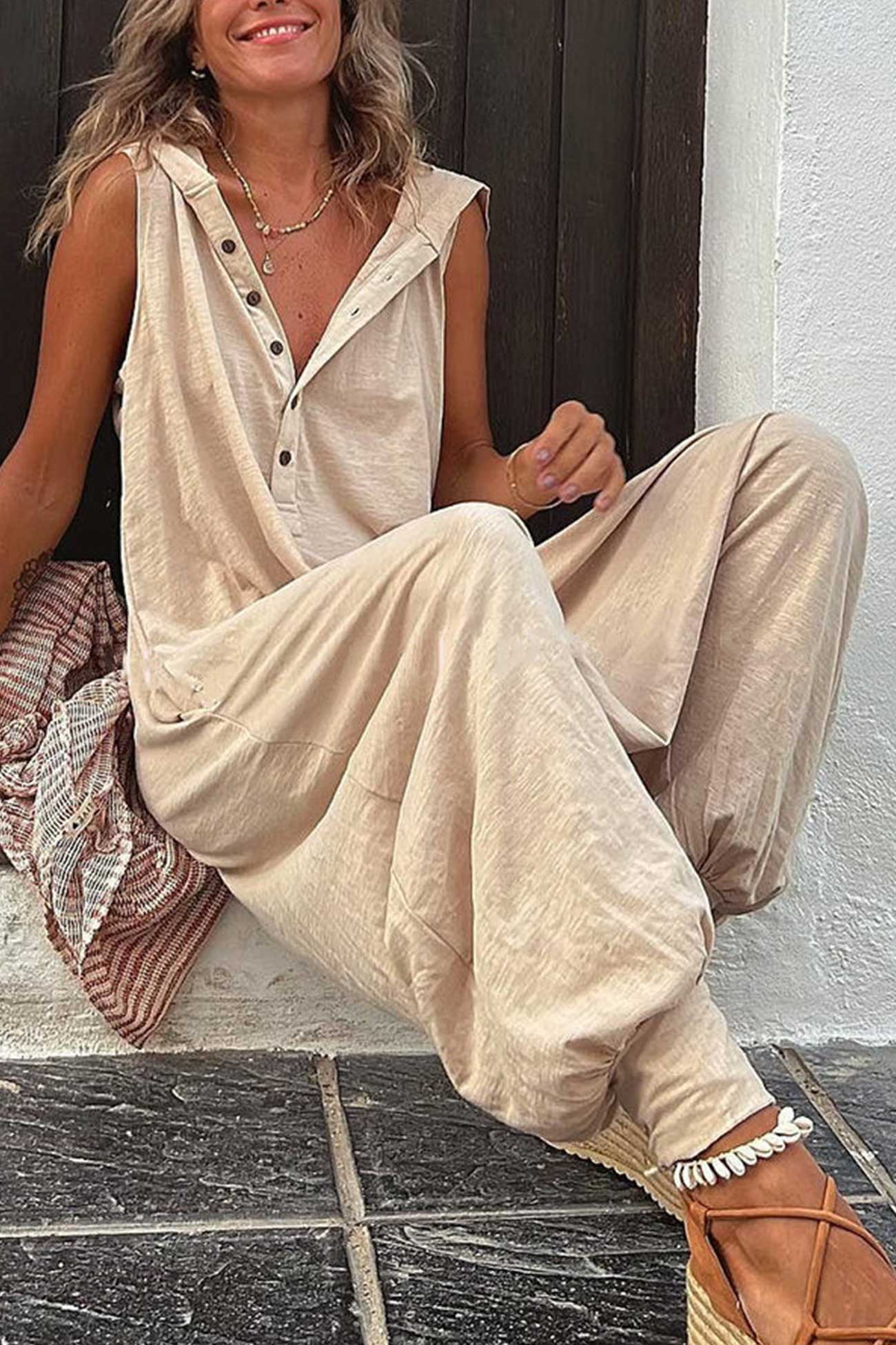 Women's Jumpsuit Casual With Hood Cotton