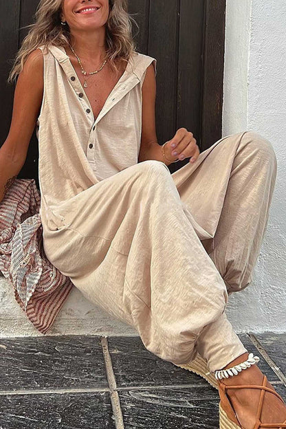Women's Jumpsuit Casual With Hood Cotton