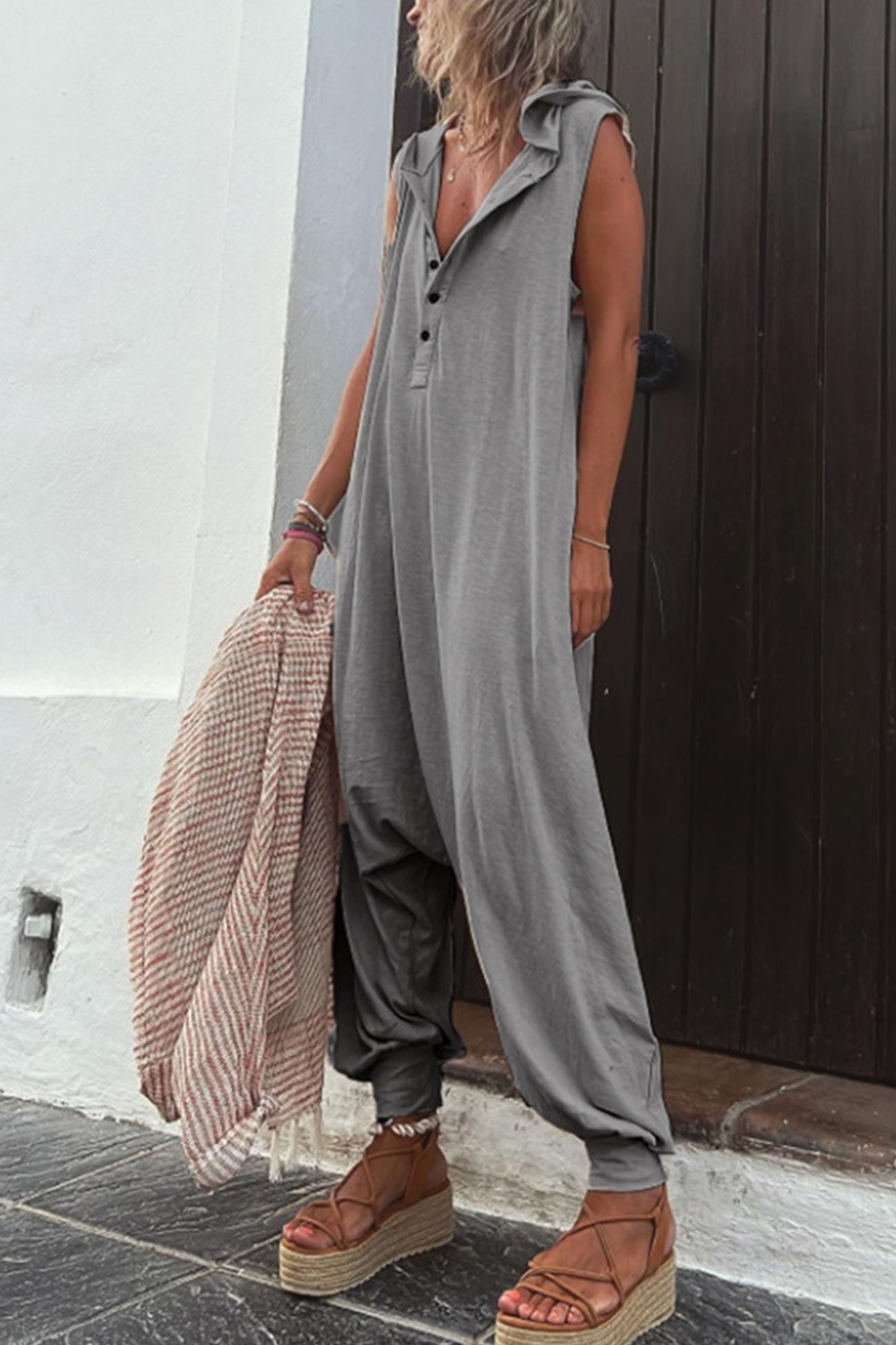 Women's Jumpsuit Casual With Hood Cotton